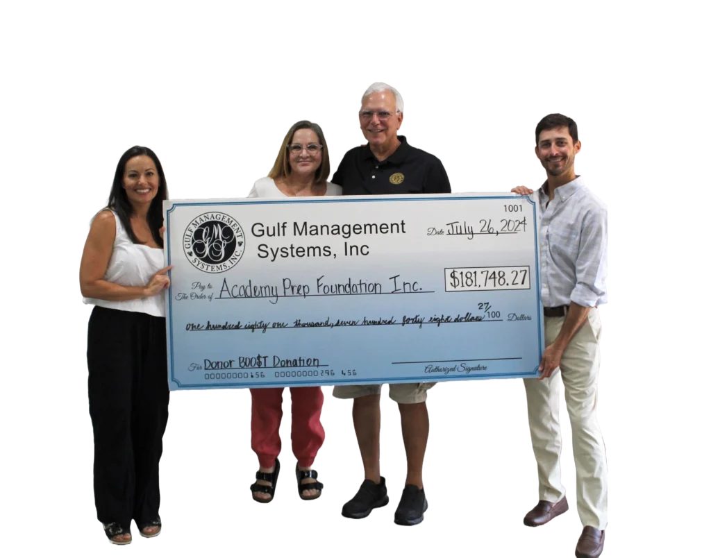 Image of the DonorBoost donation being presented to Academy Prep