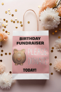 Image of a birthday fundraiser events gift bag 